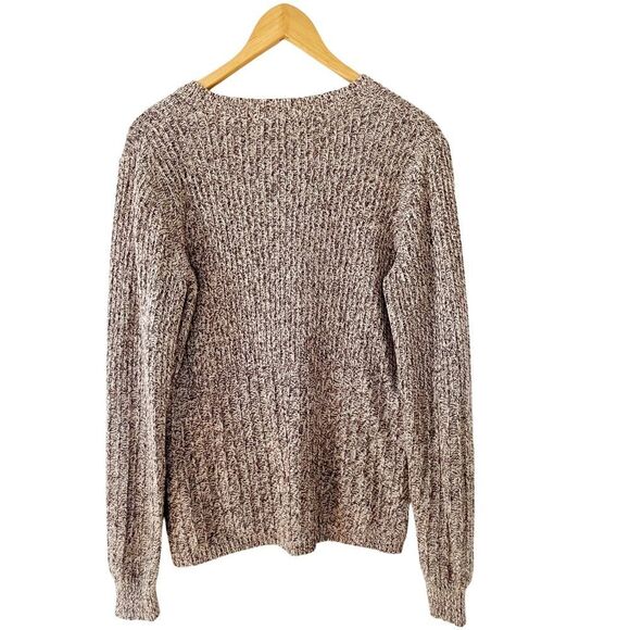 Cotton Ginny Vintage Brown Marled Knit V-Neck Sweater - Picture 2 of 7